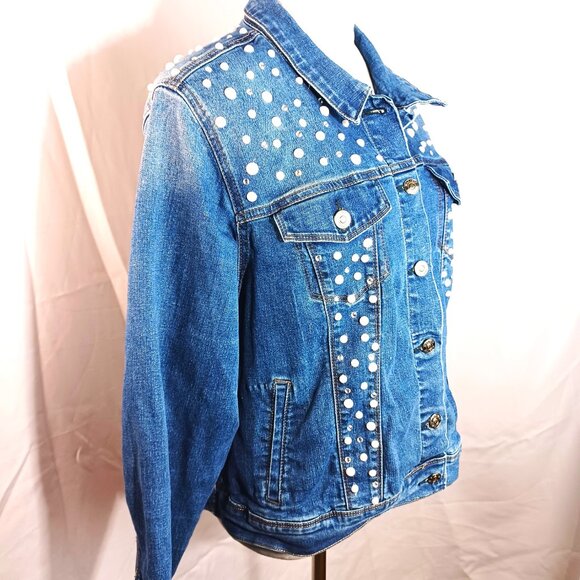 Upcycled Embellished Blue Denim Jean Jacket - Picture 4 of 5